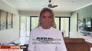 Cute Ebony 18+ Teen with Big Tits Deepthroats Casting Agent's Huge Cock