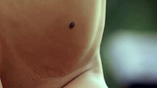 Petite blonde Russian milf strips outdoors flashing her small perky tits in soft reveal.