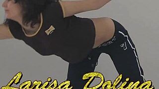 Flexible russian gymnast teen spreads legs wide showing pink pussy.