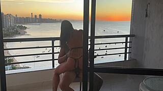 She Rides His Cock Deep at Sunset Until Full Creampie Gush