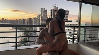 She Rides His Cock Deep at Sunset Until Full Creampie Gush