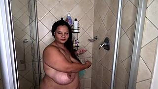 BIG TITS BBW WITH HUGE ASS TEASES IN HOT SOAPY SHOWER!
