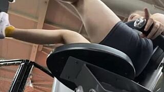 Uh crazy teen fucking fingering big natural tits ass in gym public quickie orgasm
