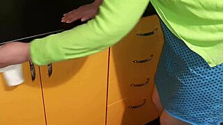 stepmom cleans kitchen then accidentally flashes her pussy in the heat of the moment