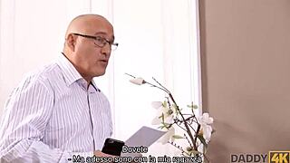 daddy4k girl teaches sex tricks to boyfriend by fucking horny stepdad raw