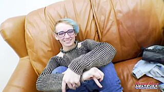 raven the petite 18+ blonde coed gives rimjob deepthroat plays with toys then greedy swallows cum