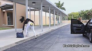 two black teen babes share hardcore interracial threesome action