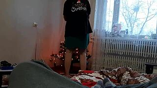 while my stepsister decorated the christmas tree on christmas eve i masturbated riskily pov homemade orgasm