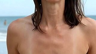 Skinny teen girls flash natural tits topless on crowded beach voyeur compilation