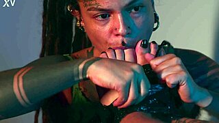 Latina Femdom Goddess Chokes Slave on Bound Feet, Deepthroats Toes Till Drool Pours
