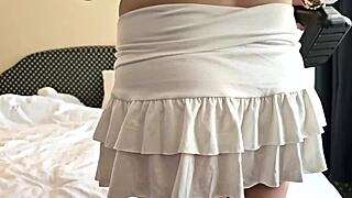 Vacuuming bed then nipples and juicy pussy