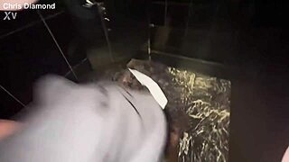 damn this horny brunette deepthroats and swallows my huge cock in hotel bathroom 💦🍆