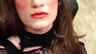 tranny stuffs cucumber deep for huge shemale cumshot explosion