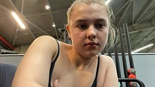 she went extreme squirting right there in the gym after fingering frenzy