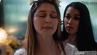 lesbian stepsis dives hairy pussy of big tits bride in lingerie 69 lickfest