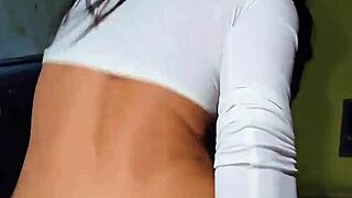 brazilian milf flashes big tits then fucks black cock doggystyle in car ride