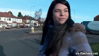 i'm pissedd off flashin my shaved pussy fingering hard on london streets...