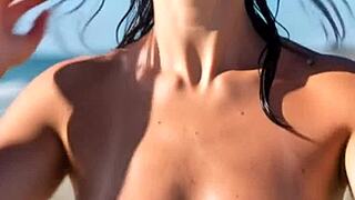 Skinny teen girls flash natural tits topless on crowded beach voyeur compilation