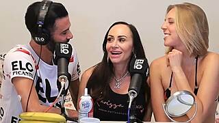Tanned Blonde and Brunette Sluts Lick Spanked Tits While Devouring Creamed Banana!