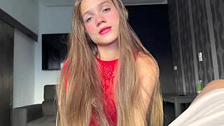 blonde model in lingerie gets her wet pussy ripped clothes and deepthroated hard