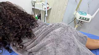 Latina Mommy Flashes Huge Ass Cameltoe in Lingerie Massage Turns Into Wild Fuck Session