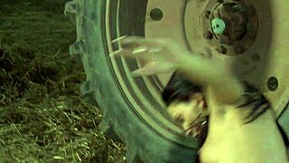 honey demon bends over hay bales for monster cock anal creampie and doggystyle pounding.