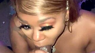 Big Black Cock Chokes Ebony Slut Deep! Doggystyle Facial After Bent Over Blowjob