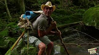 Explorer pounds lost big ass girl's pussy doggystyle deepthroat cum in forest hardcore!