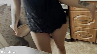 Russian Soldier Pounds Lonely Wife's Pussy and Ass Creampie Style