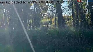 barefoot guy masturbates huge cock outdoors in fall part one