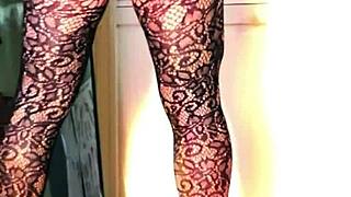 sissy slut kandi kane shemale teases in fishnets and heels for outdoor flashing fun