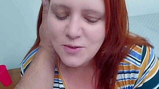Chubby redhead hotwife squirts mid-eager suck