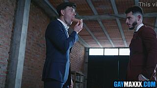 mobster wannabe hunk takes bareback assfucking and blowjob pounding