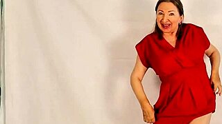 granny's huge natural tits bounce as she strips her asshole and pussy close