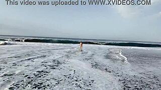 stepmom tempts stepson into nude beach photoshoot bent over showing curves