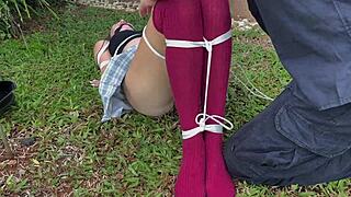 you love my dirty outdoor sock caresses on cute bound blonde don't ya?