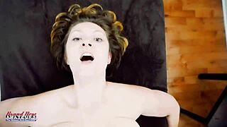 Brunette coed Nikki P rims juicy cock deep then rides it hard