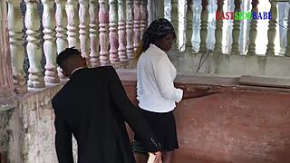 Church site check turns into doggystyle creampie with ebony bbw?