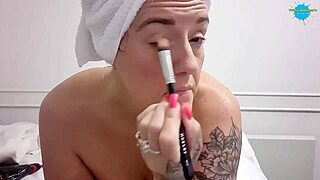 oh dang i'm topless fixing makeup with my big tits out