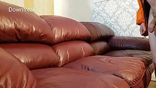 Humping Leather Sofa Ignites Deep Jacket Wank Urges
