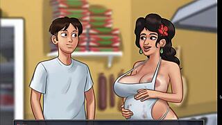 sultry pregnant maria rides monster cock in summertime saga exposing big tits and ass