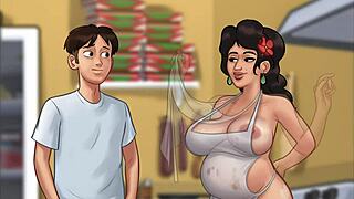 sultry pregnant maria rides monster cock in summertime saga exposing big tits and ass