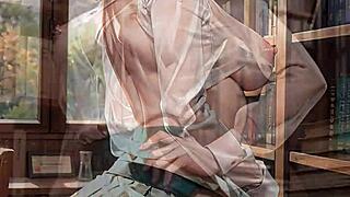 AI Blonde Librarian Flashes Pussy Under Skirt Outdoors