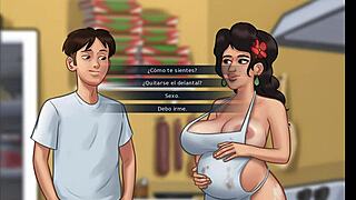 sultry pregnant maria rides monster cock in summertime saga exposing big tits and ass