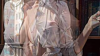 AI Blonde Librarian Flashes Pussy Under Skirt Outdoors