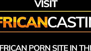BEAUTIFUL EBONY TEEN SUCKS HUGE WHITE COCK DEEP IN FAKE CASTING!