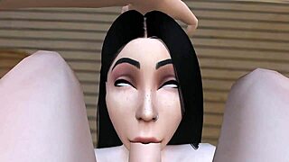 Boyfriend watches teen's rough blowbang in sims 4 game