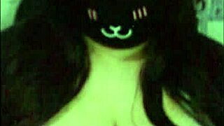 Goth cam girl shakes massive natural tits seductively for viewers