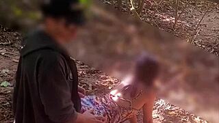young wife takes stranger doggy on trail