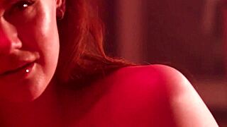 big boobs mature redhead milf shakes fat ass and spreads hairy pussy in lingerie